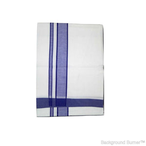 EXD487 Men's Trendy Border Dhoti With Velcro and Pocket on Bleach Dhoti Size 4 Mulam / 2 Mtr