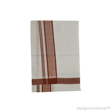 EXD487 Men's Trendy Border Dhoti With Velcro and Pocket on Bleach Dhoti Size 4 Mulam / 2 Mtr