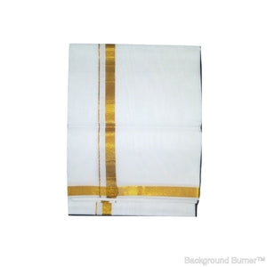 EXD489 Men's Trendy Border Dhoti With Velcro and Pocket on Bleach Dhoti Size 4 Mulam / 2 Mtr