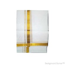 EXD502 Men's Trendy Gold Border Dhoti With Velcro and Pocket on Bleach Dhoti Size Mulam 8 (or) 3.60 Mtr Dhoti