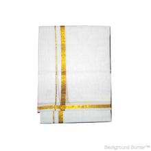 EXD502 Men's Trendy Gold Border Dhoti With Velcro and Pocket on Bleach Dhoti Size Mulam 8 (or) 3.60 Mtr Dhoti
