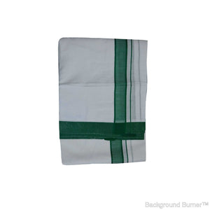 EXD508 Men's Trendy Border Dhoti With Velcro and Pocket on Bleach Dhoti Size Mulam 8 (or) 3.60 Mtr Dhoti