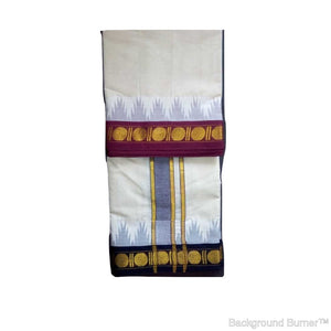 EXD529 Mens Dhoti With Fancy Border / Unbleach Dhoti Size Mulam 9X5 (or) 4.15 Mtr Dhoti with 2.30 Mtr Angavastram