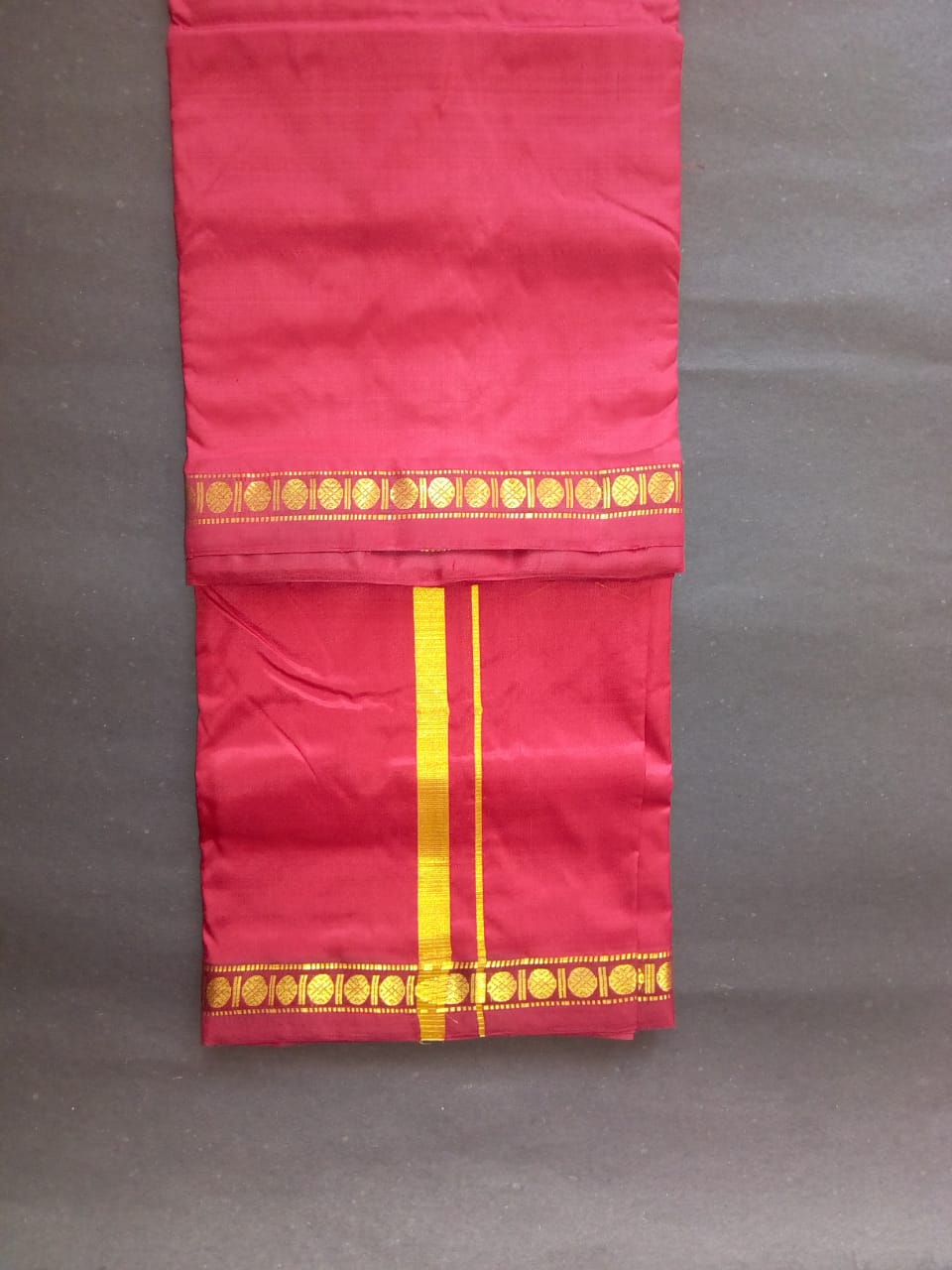 EXD532 Handloom Pure Silk Colour Dhoti Size Mulam 9X5 (or) 4.15 Mtr Dhoti with 2.30 Mtr Angavastram with 0.7