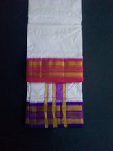 EXD535 Handloom Pure Silk Sandal color Dhoti Size Mulam 9X5 (or) 4.15 Mtr Dhoti with 2.30 Mtr Angavastram with 3.6" Inch Valaivu Border