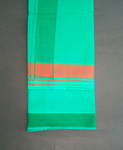 EXD596 Men's Traditional Colour Cotton Dhoti With Polyester Border On Dhoti Size Mulam 9X5 (or) 4.15 Mtr Dhoti with 2.30 Mtr Angavastram