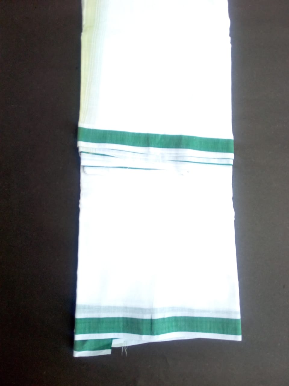 EXD573 Mens 100% Pure Cotton Dhoti With Polyester Plain Border / Bleach Dhoti Size Mulam 9X5 (or) 4.15 Mtr Dhoti with 2.30 Mtr Angavastram