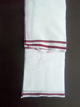 EXD577 Mens 100% Pure Cotton Dhoti With Polyester Plain Border / Bleach Dhoti Size Mulam 9X5 (or) 4.15 Mtr Dhoti with 2.30 Mtr Angavastram