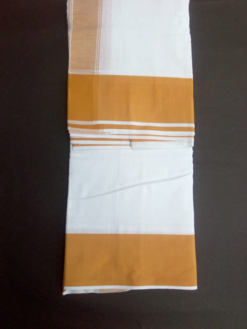 EXD590 Mens 100% Pure Cotton Dhoti With Plain Polyester Border / Bleach Dhoti Size Mulam 10X6 (or) 4.62Mtr Dhoti with 2.77Mtr Angavastram