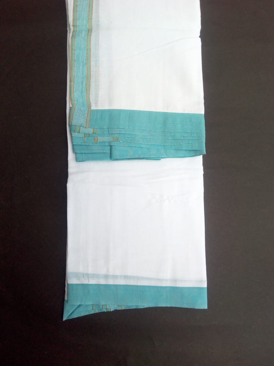 EXD591 Mens 100% Pure Cotton Dhoti With Plain Border / Bleach Dhoti Size Mulam 10X6 (or) 4.62Mtr Dhoti with 2.77Mtr Angavastram