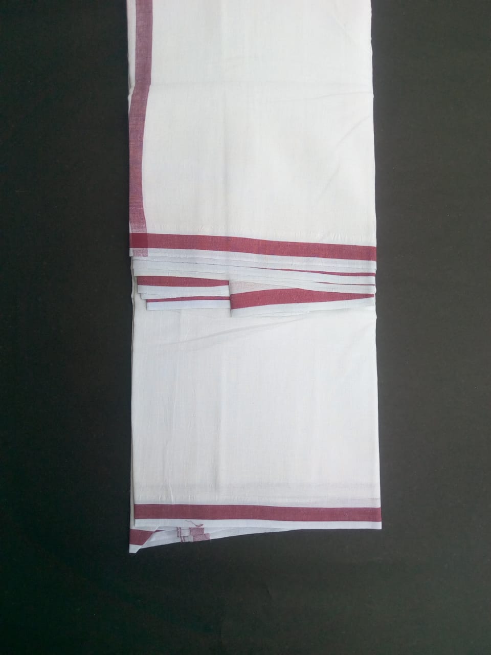 EXD592 Mens 100% Pure Cotton Dhoti With Plain Polyester Border / Bleach Dhoti Size Mulam 10X6 (or) 4.62Mtr Dhoti with 2.77Mtr Angavastram