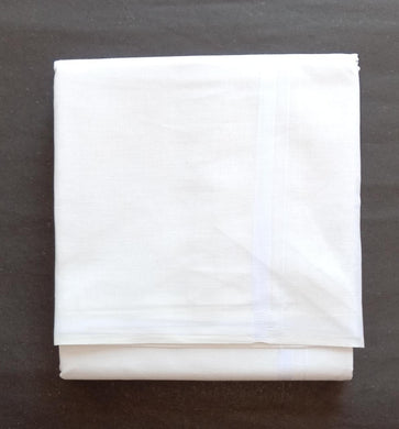 EXD609 Men's Traditional Pure cotton Paramas white Dhoti size Mulam 9X5 (or) 4.15 Mtr Dhoti with 2.30 Mtr Angavastram