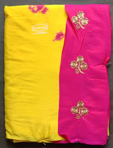 EXD626 Women's Traditional Satin Silk Saree With Pink Border / Saree Size 6.25Mtrs including Running Blouse of 0.80Mtr