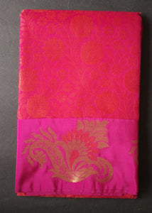 EXD627 Women's Traditional Kora Muslin Saree With Flower Border / Saree Size 6.25Mtrs including Running Blouse of 0.80Mtr