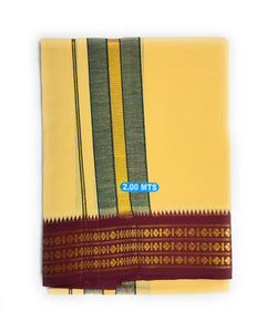 EXD643 Men's Pure Cotton Lungi in Three Rudrahsham Or Star Borders in Size 2 Mtrs Single Vesti- 4 Muzham