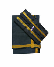 EXD648  Men's Traditional Cotton Color Dhoti Gold Zari Border with Cotton Angavastram / Towel (Size-2 mtrs)
