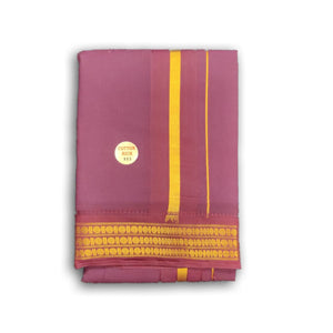 EXD652  Men's Pure Cotton Dhotis in Three Rudrahsham/Coin Border Panchakacham Unstitched Dhoti Size 9x5