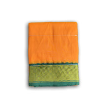 EXD730  Men's Traditional Premium Art Silk Color Dhoti Ganga Jamuna Mayilkann Border size 9x5 (4.1Mtr Dhoti with 2.3Mtr Angavastram)