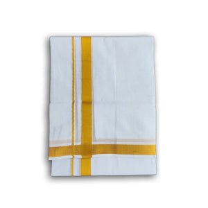 EXD642 Men's Pure Cotton Colorful Lungi in Gold Zari Borders in Size 2 Mtrs Single Vesti- 4 Muzham