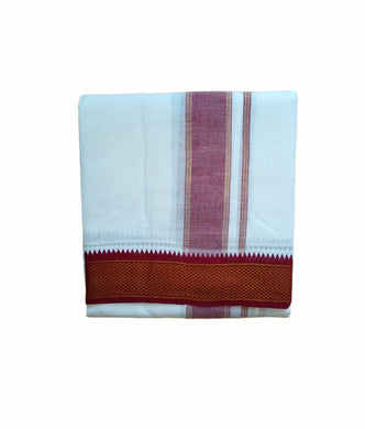 EXD678 Men's Traditional Pure Cotton Mayilkann Ganga Jamuna Cotton Dhoti With 2.5