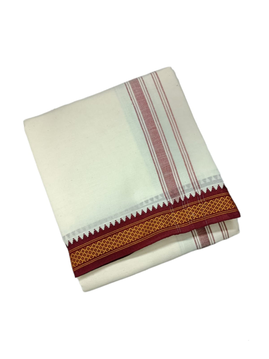 EXD680 Men's Traditional Polyester Mayilkann Ganga Jamuna Dhoti Size 8 Mulam