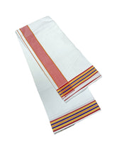 EXD689 Exclusive Dhoties Men's Traditional Pure Cotton 2 Inch Sear White Dhoti With Cotton Border bleached White Dhoti Size 9X5 (or) 4.15 Mtr Dhoti with 2.30 Mtr Angavastram