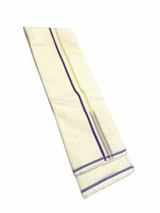 EXD690 Men's Traditional Pure Cotton Premium Dhoti Unbleached Cream Dhoti Size 9X5 (or) 4.15 Mtr Dhoti with 2.30 Mtr Angavastram