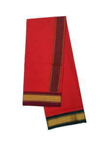 EXD724 Men's Traditional Pure Cotton Color Dhoti With Mayilkann Ganga Jamuna Border Lungi Size/Dhoti size 2mtrs Dhoti Only