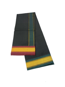 EXD724 Men's Traditional Pure Cotton Color Dhoti With Mayilkann Ganga Jamuna Border Lungi Size/Dhoti size 2mtrs Dhoti Only