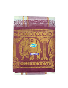 EXD698 Men's Traditional Cotton Dhoti with 11" Border and Size 9X5 (or) 4.15 Mtr Dhoti with 2.30 Mtr Angavastram