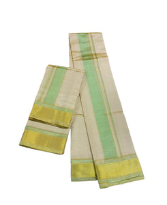 EXD714 Pure Silk Gold Tissue Dhoti Size 8x4 ( 3.60Mtr Dhoti With 2.00Mtr Angavastram )
