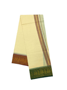 EXD725 Men's Pure Cotton Color Dhoti With 5" Jacquard Border in Size 2Mtrs Single Dhotie- 4 Muzham