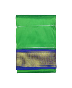 EXD693 Men's Traditional Premium Art Silk Color Dhoti Ganga Jamuna Mayilkann Border size 8x4 (3.6Mtr Dhoti with 2Mtr Angavastram)