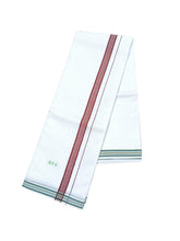 EXD731 Men's Traditional Cotton 1"Sear Bleached White Dhoti size 8x4 (3.6Mtr Dhoti with 2Mtr Angavastram)