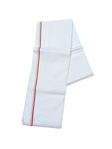 EXD732 Men's Traditional Cotton Dhoti With 1/4"inch Polyester Plain Border bleached White Dhoti Size 9X5 (or) 4.15 Mtr Dhoti with 2.30 Mtr Angavastram
