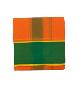 EXD733 Men's Traditional Cotton Color Dhoti With 5" Color Border Size 9X5 (or) 4.15 Mtr Dhoti with 2.30 Mtr Angavastram