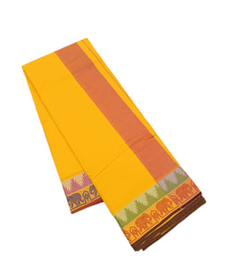 EXD735 Men's Traditional Cotton Color Dhoti With 4" Jacquard Color Border Size 9X5 (or) 4.15 Mtr Dhoti with 2.30 Mtr Angavastram