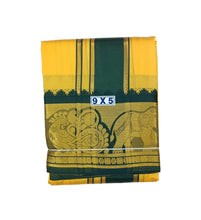 EXD747 Men's Traditional Art Silk Karizma Color Dhoti With 5"Design Zari Border Size 9X5 (or) 4.15 Mtr Dhoti with 2.30 Mtr Angavastram