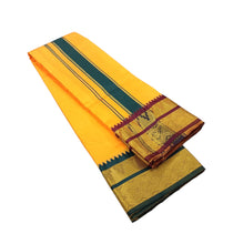 EXD747 Men's Traditional Art Silk Karizma Color Dhoti With 5"Design Zari Border Size 9X5 (or) 4.15 Mtr Dhoti with 2.30 Mtr Angavastram