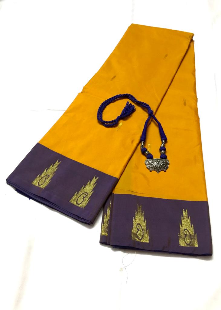 EXL002 Exclusive Dhoties Arani Silk Buttis Work Saree  with Matching German Metal Pendent Necklace for Women and Girls
