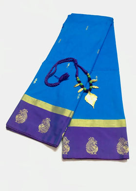EXL005 Exclusive Dhoties Arani Silk Buttis Work Saree with Matching German Metal Pendent Necklace for Women and Girls