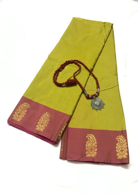 EXL006 Exclusive Dhoties Arani Silk Buttis Work Saree with Matching German Metal Pendent Necklace for Women and Girls