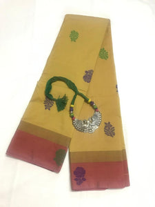 EXL007 Exclusive Dhoties Arani Silk Buttis Work Saree  with Matching German Metal Pendent Necklace for Women and Girls