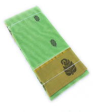 EXS016 100% Pure Cotton Saree With Leaf Border / Saree Size 6.25Mtrs including Running Blouse of 0.80Mtr