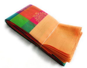 EXS020 Women's Traditional Silk Cotton Saree With Flower Border / Saree Size 6.25Mtrs including Running Blouse of 0.80Mtr