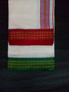 EXD461 Mens Dhoti With Fancy Border / Sandal Dhoti Size Mulam 9X5 (or) 4.15 Mtr Dhoti with 2.30 Mtr Angavastram