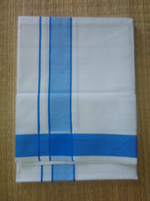 EXD285 Men's Trendy Border Dhoti With Velcro and Pocket on Bleach Dhoti Size 4 Mulam / 2 Mtr