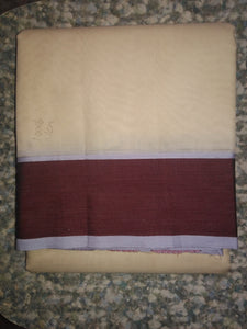 EXD282 Men's 100% Pure Cotton With Cotton Border / Unbleach Dhoti Size Mulam 10X6 (or) 4.62Mtr Dhoti with 2.77Mtr Angavastram