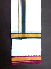 EXD434 Men's Trendy Border Dhoti With Velcro and Pocket on Bleach Dhoti Size Mulam 8 (or) 3.60 Mtr Dhoti