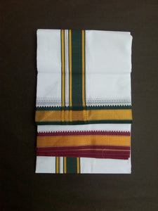 EXD434 Men's Trendy Border Dhoti With Velcro and Pocket on Bleach Dhoti Size Mulam 8 (or) 3.60 Mtr Dhoti